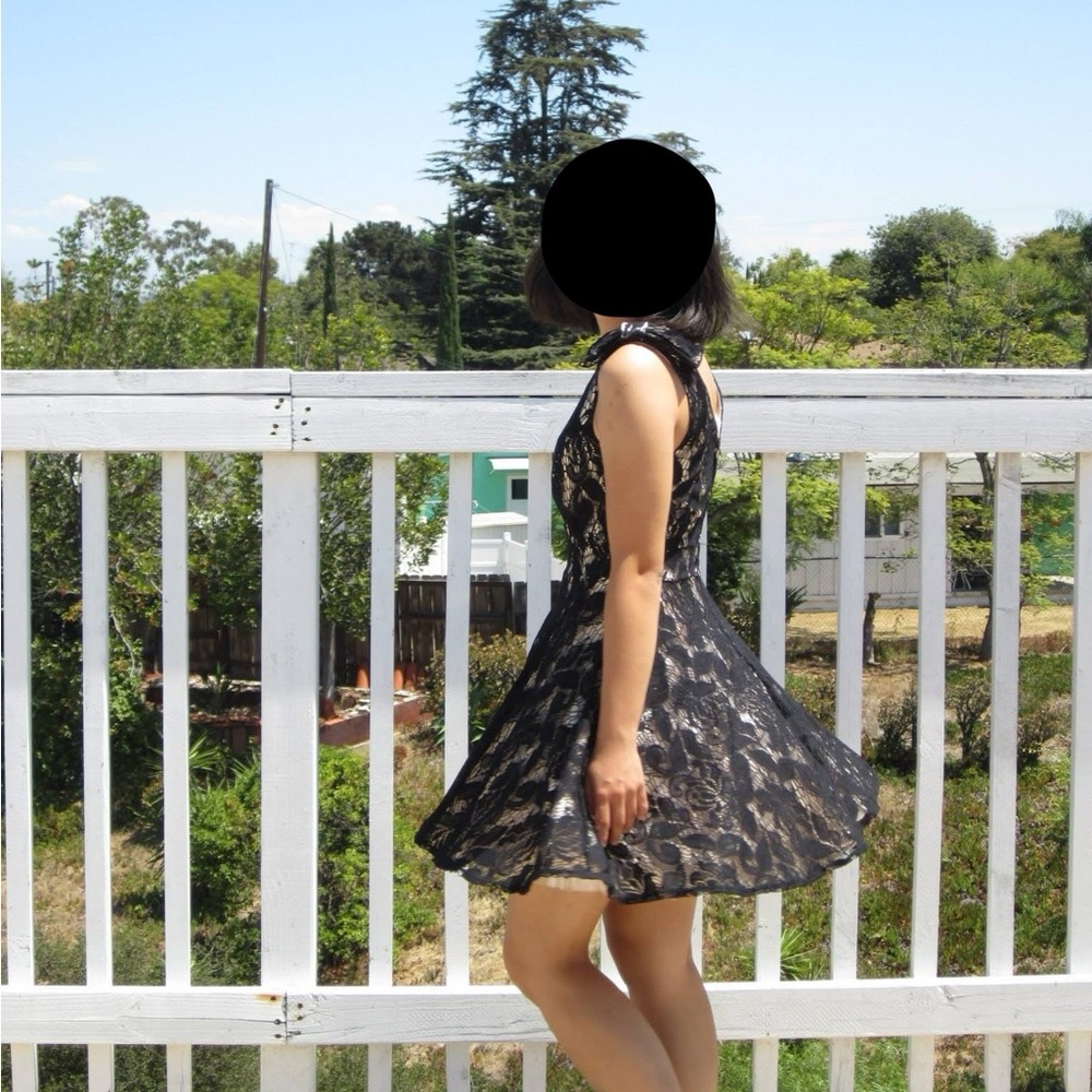Way-In Black Lace Fit and Flare Dress - Size 1